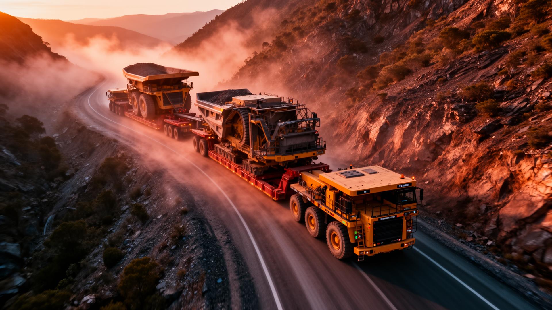 Convoy de transporte sobredimensionado — logística minera Espress Co 36